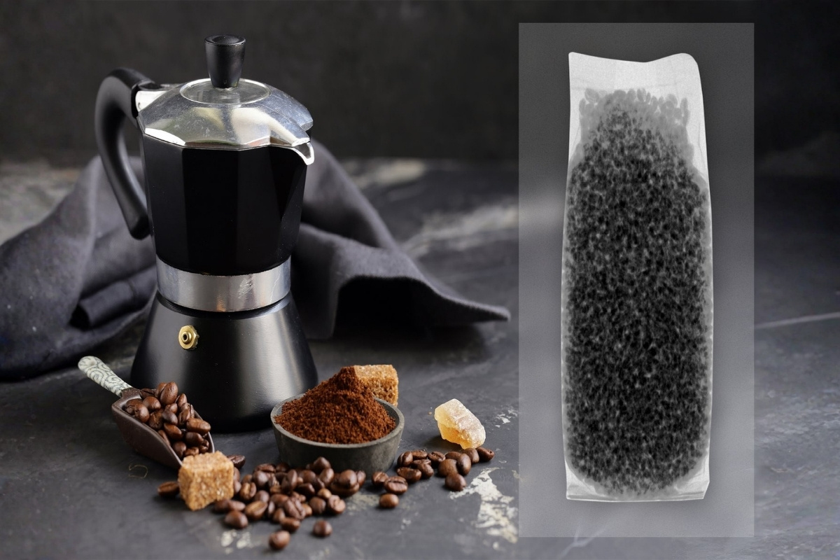X-ray inspection system used in coffee processing equipment to detect contaminants